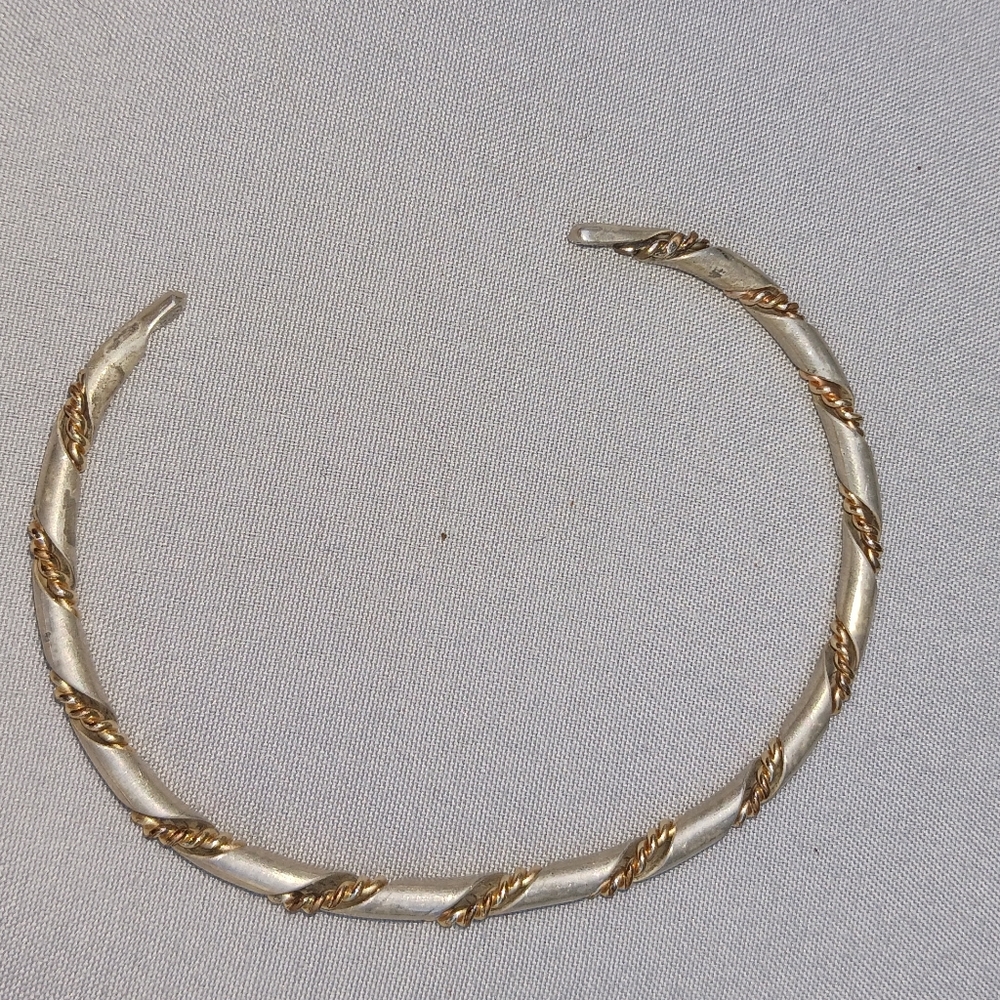 Silver and Brass Bangle Bracelet